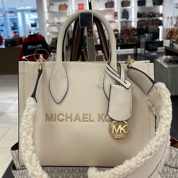 Michael Kors Mirella Small Pebbled Leather Shopper Top Zip Crossbody XBody Bag - Picture 12 of 16